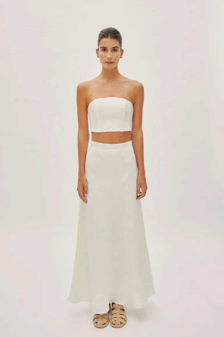 Skirts<CULT MIA CLARA ECRU LINEN BANDEAU MAXI SKIRT Off-White