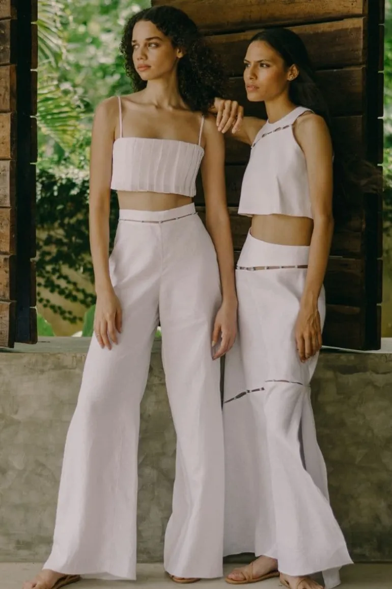 Skirts<CULT MIA CLARITA LINEN MIDI SKIRT White