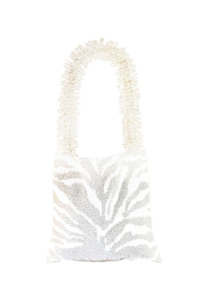 Shoulder Bags<CULT MIA CLASH OF PRINTS IN ZEBRA WHITE AND SILVER White & Silver