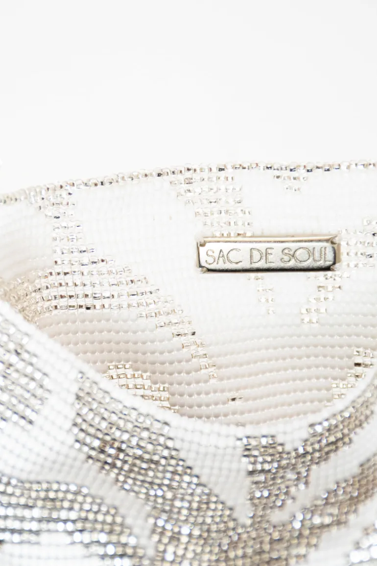 Shoulder Bags<CULT MIA CLASH OF PRINTS IN ZEBRA WHITE AND SILVER White & Silver