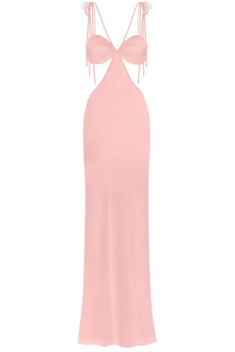 Dresses<CULT MIA CLASSIC CUT-OUT SHEER MAXI DRESS IN Salmon Pink