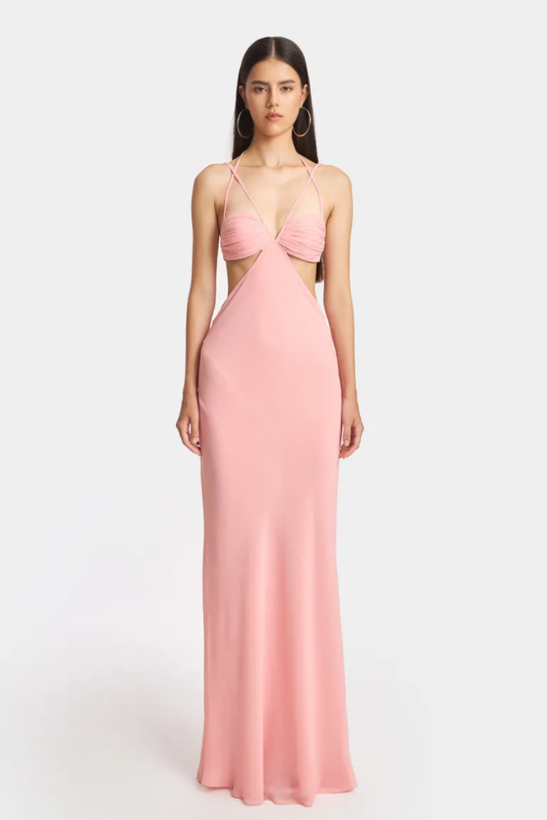 Dresses<CULT MIA CLASSIC CUT-OUT SHEER MAXI DRESS IN Salmon Pink