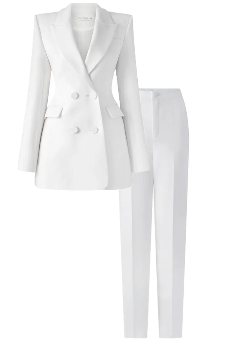 Outfit Sets<CULT MIA CLASSIC DOUBLE BREASTED PEAK LAPEL FOUR BUTTON SUIT White