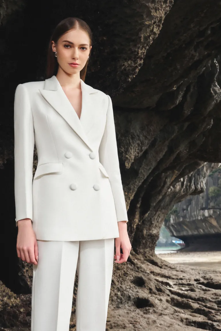 Outfit Sets<CULT MIA CLASSIC DOUBLE BREASTED PEAK LAPEL FOUR BUTTON SUIT White