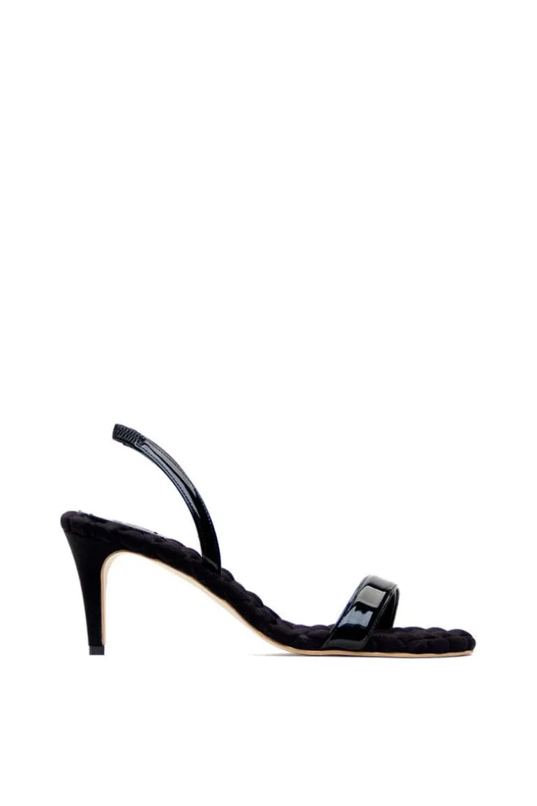 Sandals<CULT MIA CLAUDIA SLINGBACK SANDALS Black Patent-Effect
