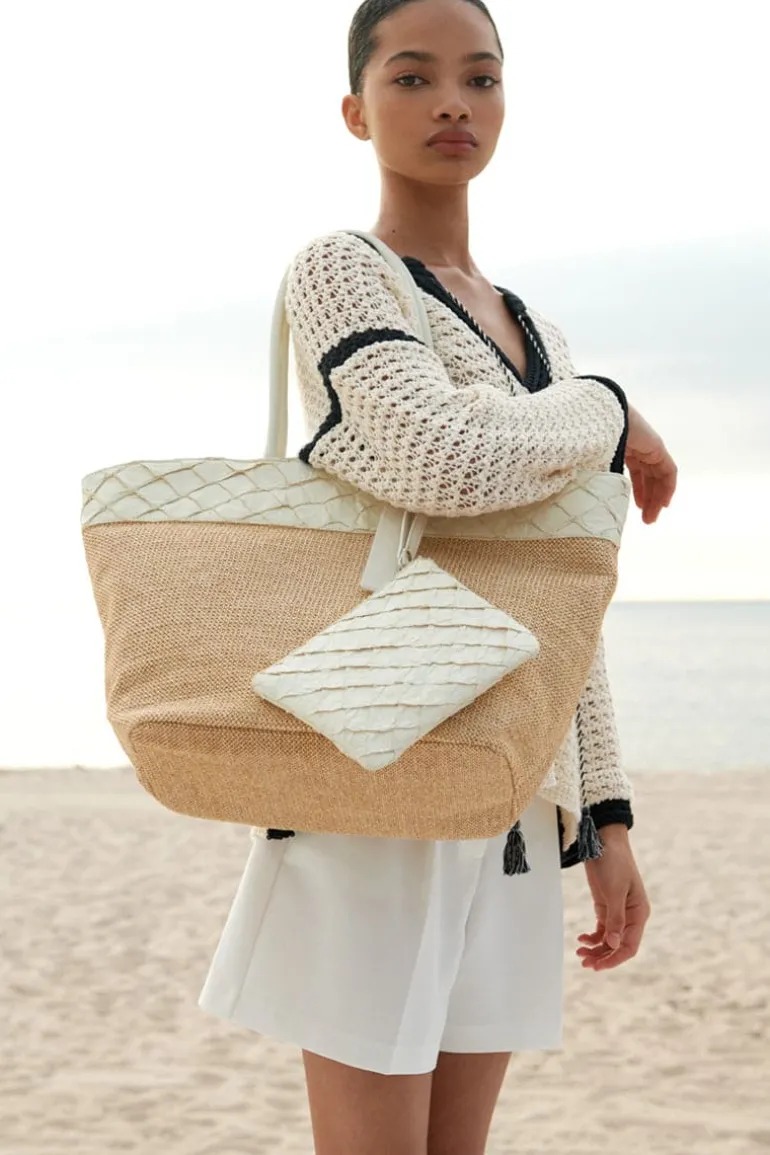Shoulder Bags<CULT MIA RIO RAFFIA SHOULDER BAG Clay White