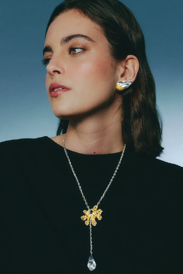 Earrings<CULT MIA CLIFF SILVER AND GOLD EARRING Silver & Gold