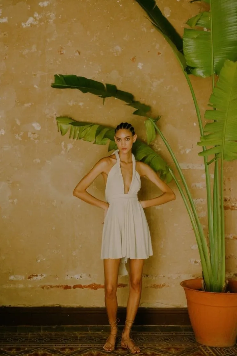 Jumpsuits<CULT MIA COLINAS WRAP ROMPER Nude