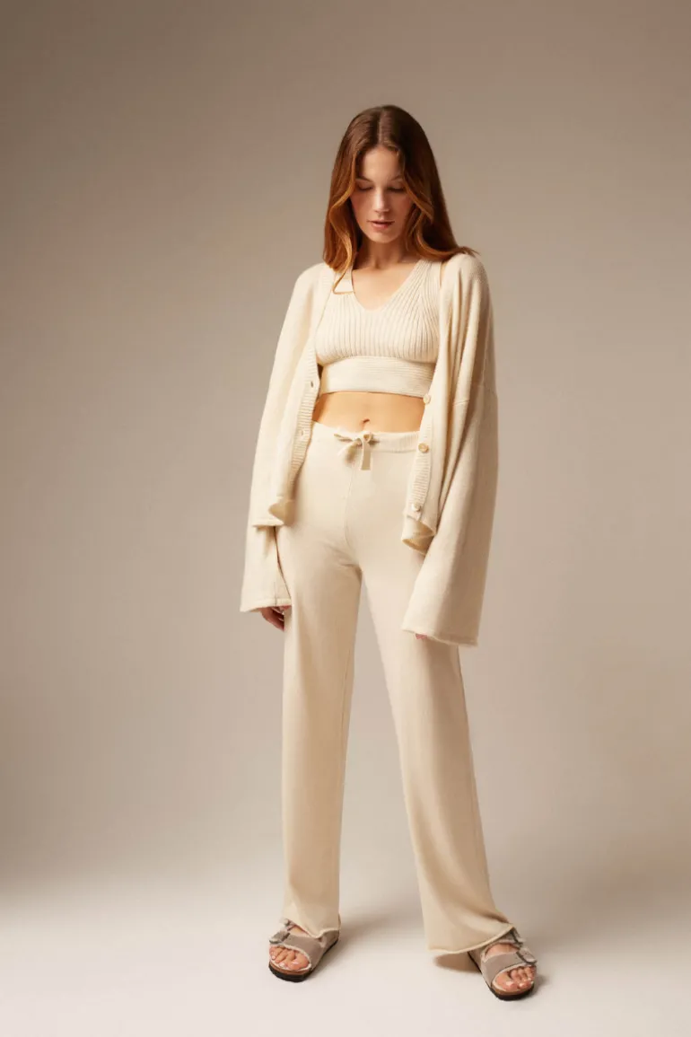 Pants<CULT MIA COMO CASHMERE TROUSER IN Cream