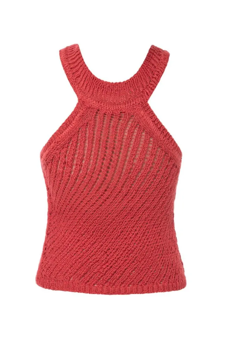 Tops<CULT MIA KNITTED HALTERNECK TOP Coral