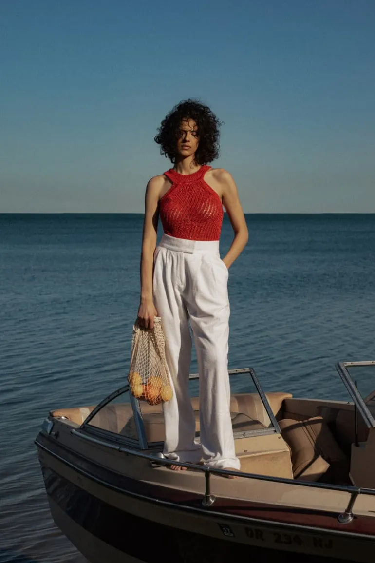 Tops<CULT MIA KNITTED HALTERNECK TOP Coral
