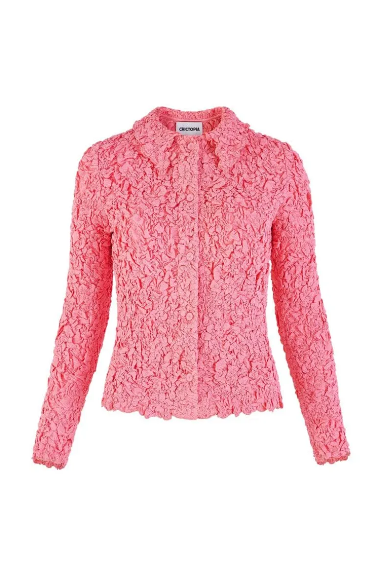 Tops<CULT MIA SMOCKED SHIRT Coral