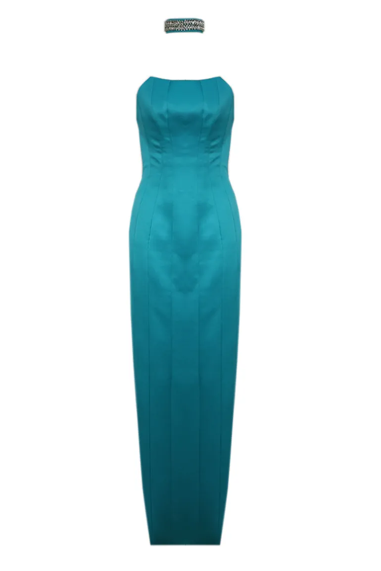 Dresses | Gowns<CULT MIA CORSET GOWN WITH BEDAZZLED CHOKER ACCENT Blue