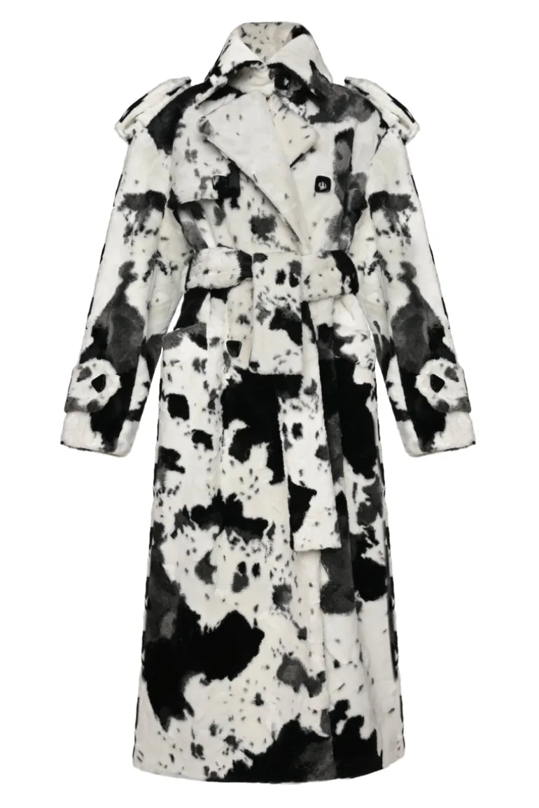Coats<CULT MIA FAUX FUR UTILITARIAN COAT Cow Print
