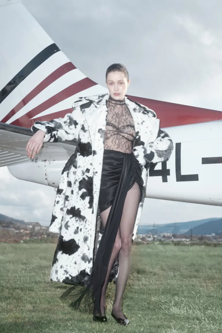 Coats<CULT MIA FAUX FUR UTILITARIAN COAT Cow Print