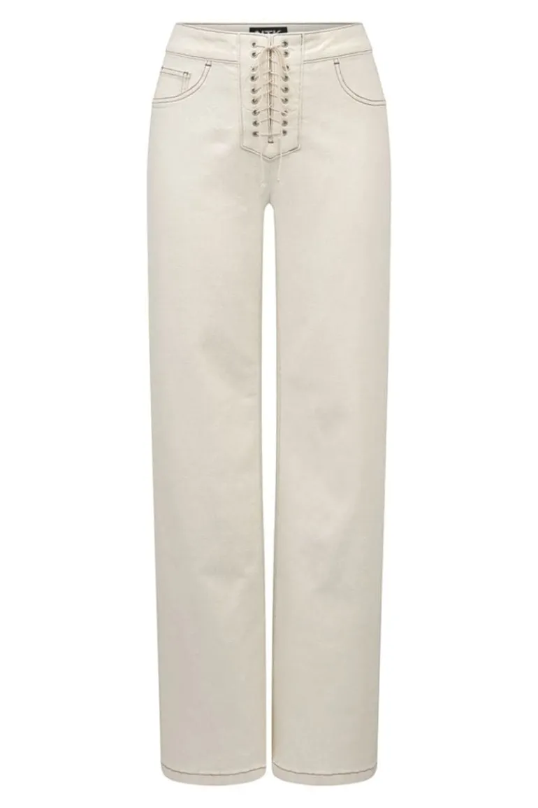 Pants<CULT MIA CREAM CONTRAST MIKEY STRAIGHT LEG JEANS Kent Ave.