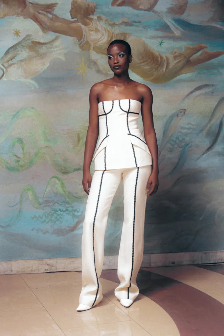 Pants<CULT MIA FUZZY DETAILS STRAIGHT LEG PANTS Cream
