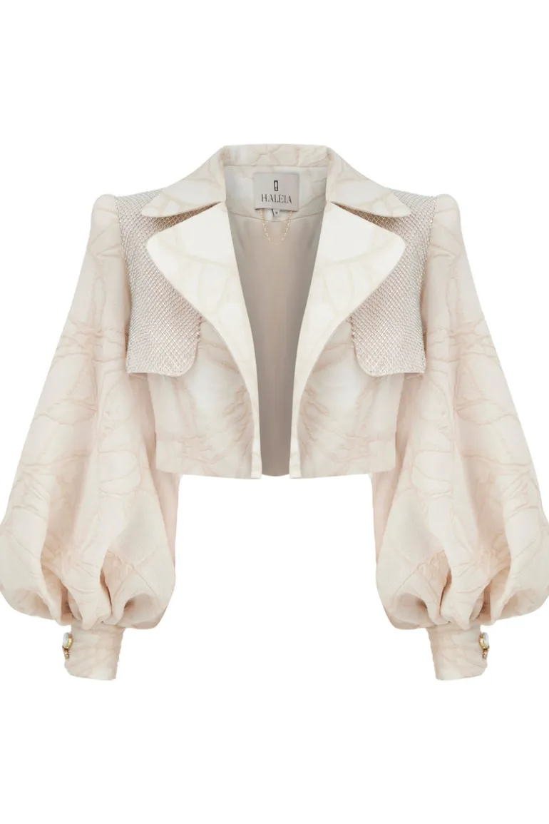 Jackets<CULT MIA PUFF SLEEVED ARMOR CROP JACKET Cream