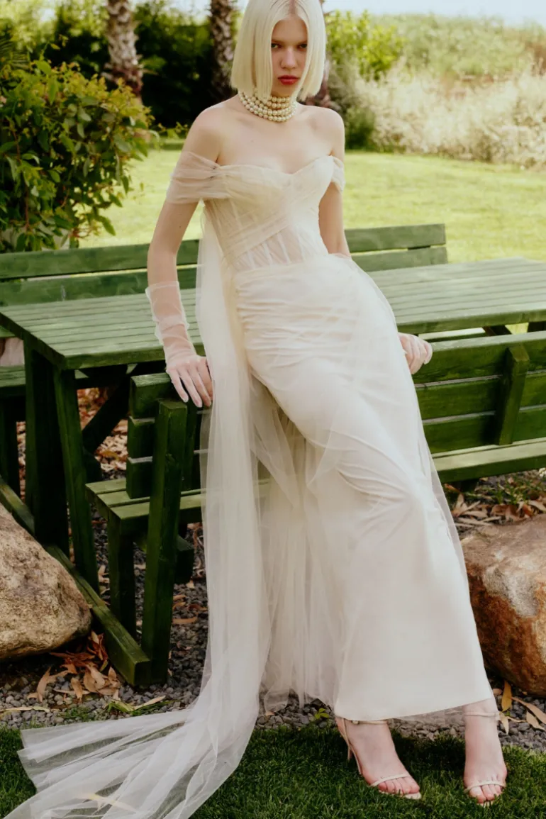 Dresses | Gowns<CULT MIA TULLE CORSET GOWN WITH CAPE Cream