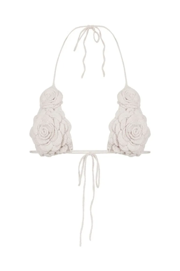 Tops<CULT MIA CROCHET FLOWER BRA TOP Bone White