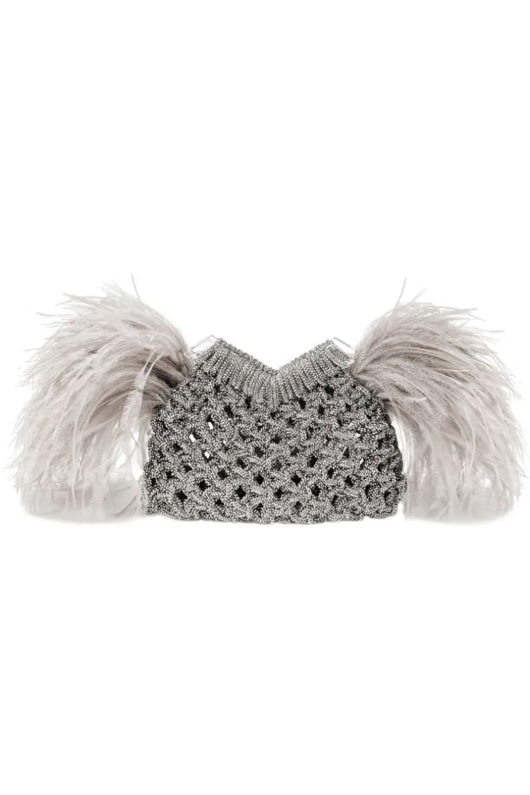 Clutch Bags<CULT MIA DIAMOND PLUMES CLUTCH BAG Crystal