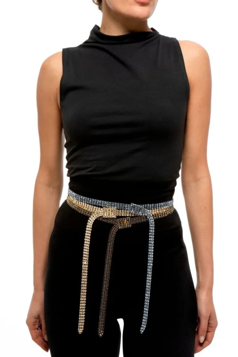 Belts<CULT MIA CRYSTAL EMBELLISHED BELT Gold/Crystal