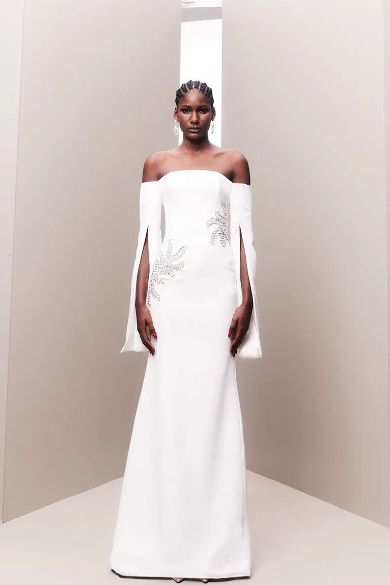 Dresses | Gowns<CULT MIA CRYSTAL EMBELLISHED OFF-SHOULDER BRIDAL GOWN Off-White