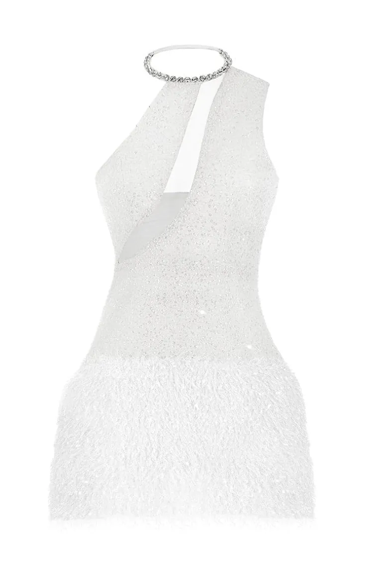 Dresses | Mini Dresses<CULT MIA CRYSTAL SEQUIN MINI DRESS White/Silver