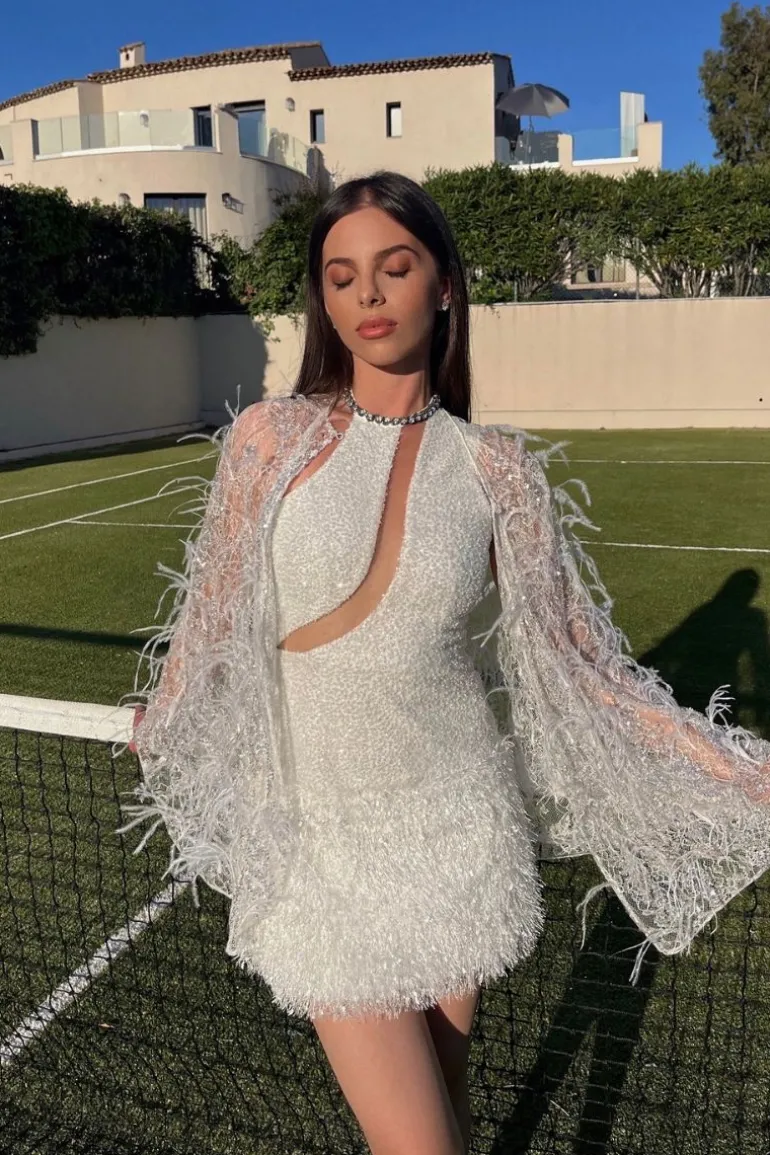 Dresses | Mini Dresses<CULT MIA CRYSTAL SEQUIN MINI DRESS White/Silver