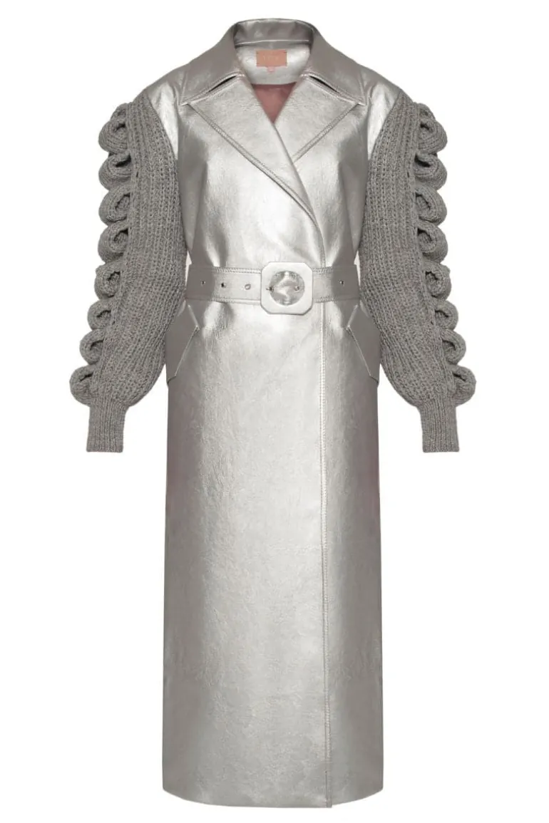 Coats<CULT MIA X LIYA DISCO TRENCH COAT Metallic Silver