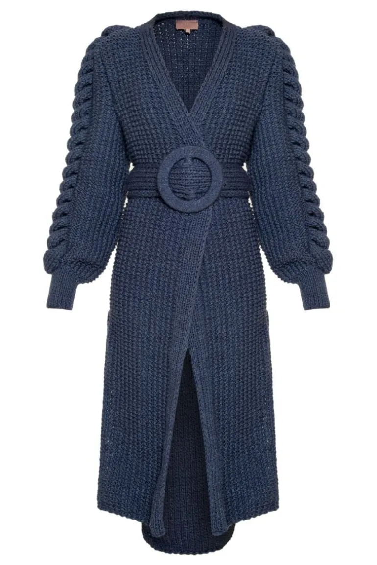 Knitwear<CULT MIA X LIYA STATEMENT CARDIGAN WITH BELT Midnight Blue