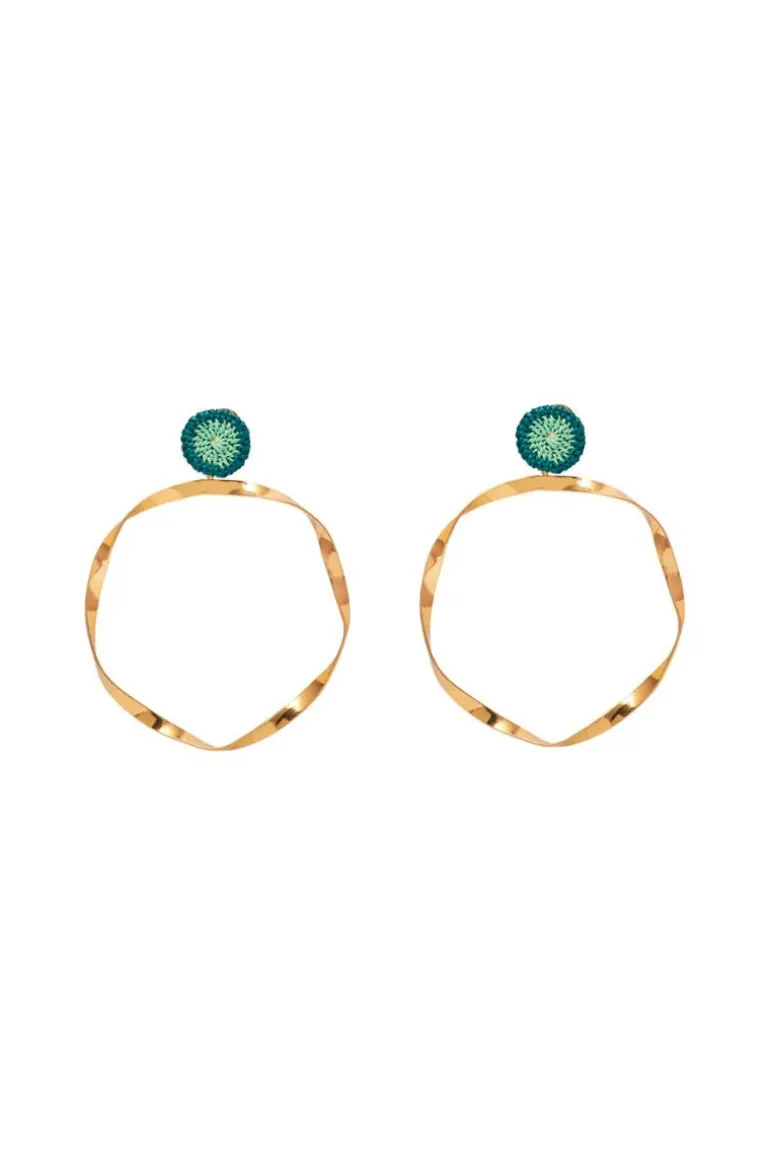 Earrings<CULT MIA CURL TURQUOISE AND MINT MAXI HOOPS Green