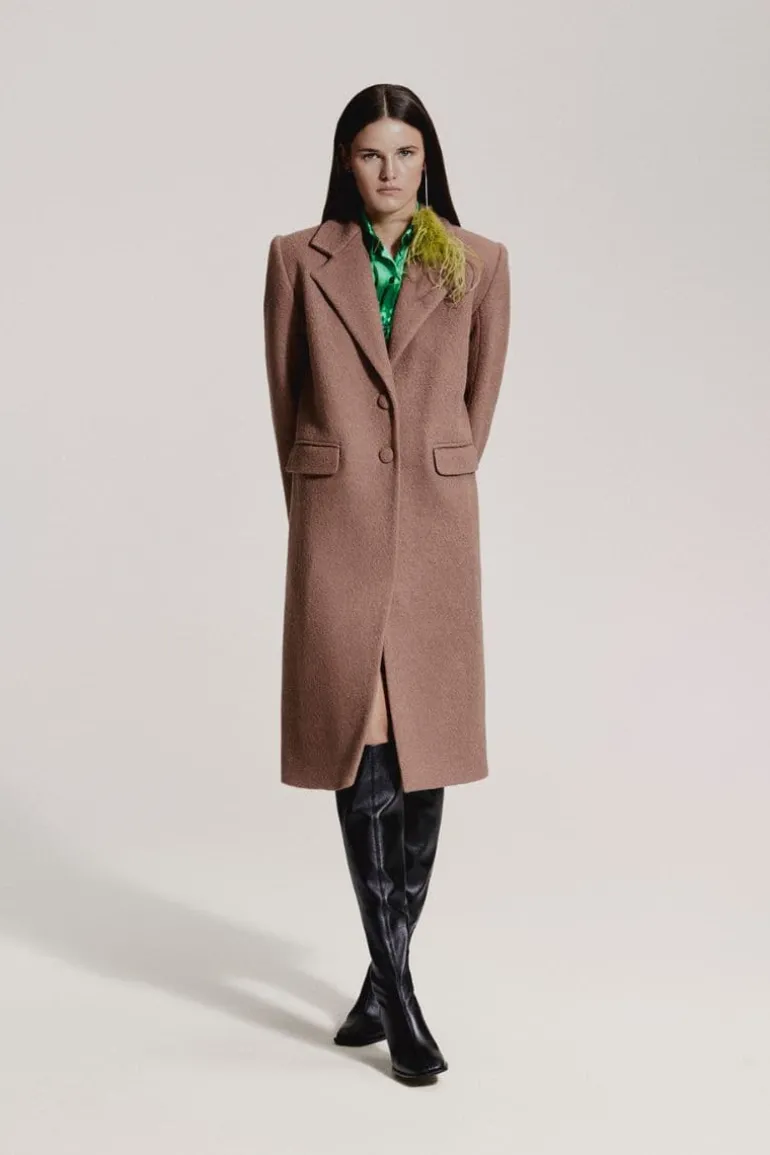 Coats<CULT MIA CURLY WOOL COAT Camel