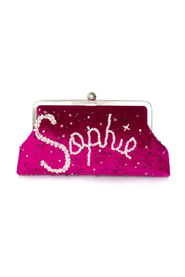 Clutch Bags<CULT MIA CUSTOMIZED VELVET CLUTCH Fuchsia