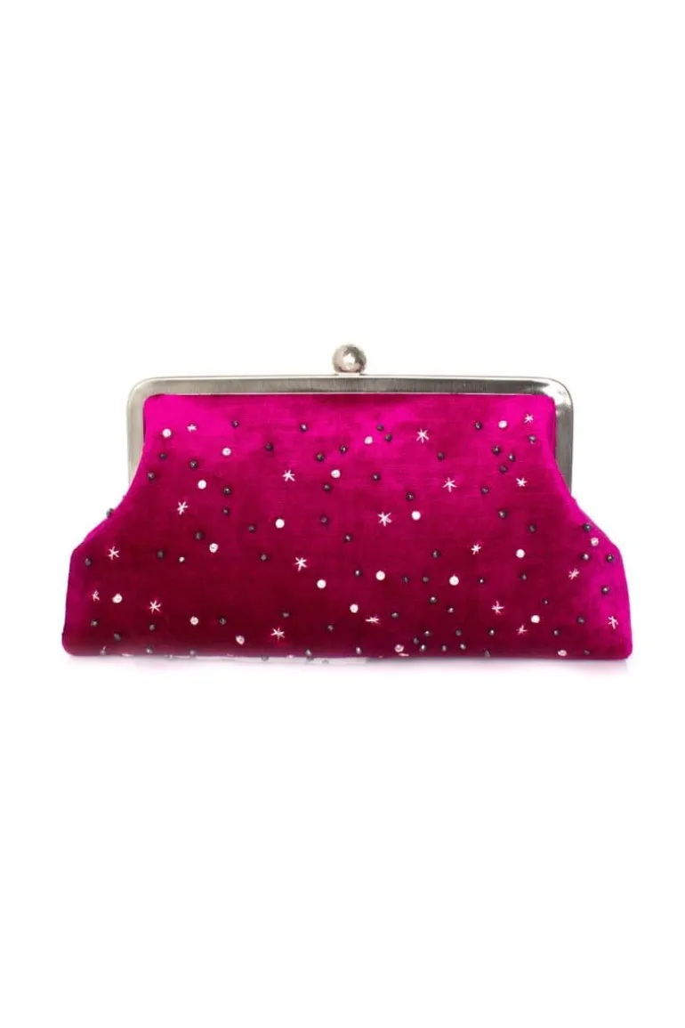 Clutch Bags<CULT MIA CUSTOMIZED VELVET CLUTCH Fuchsia