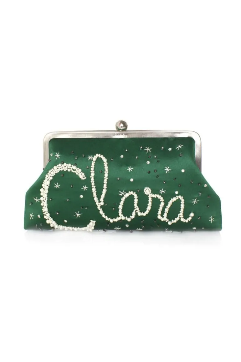 Clutch Bags<CULT MIA CUSTOMIZED SATIN CLUTCH Green