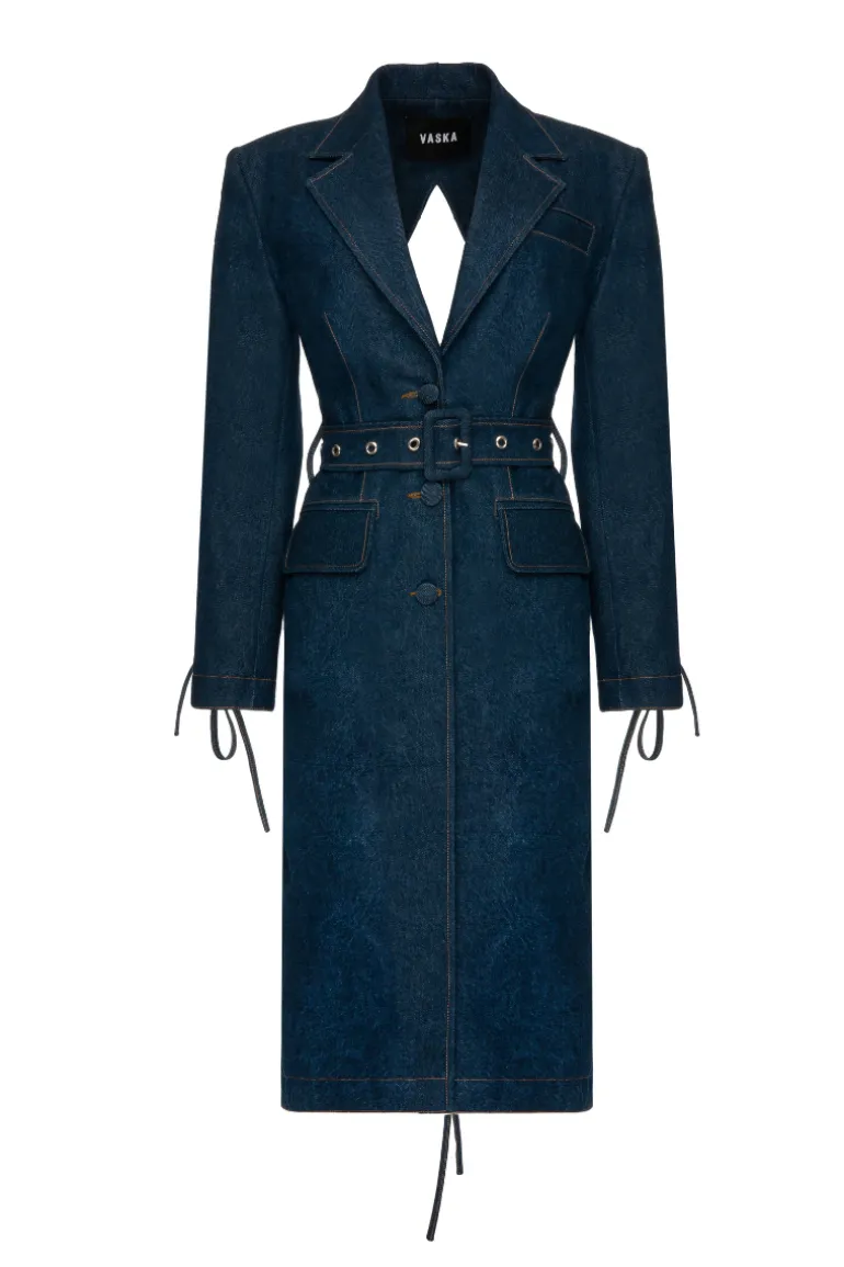 Coats<CULT MIA CUT OUT BELTED DENIM COAT Blue