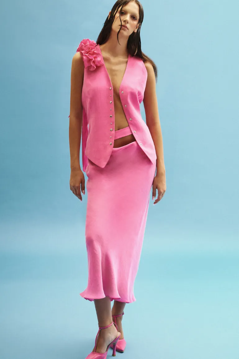 Skirts<CULT MIA CUT-OUT MIDI SKIRT Hot Pink