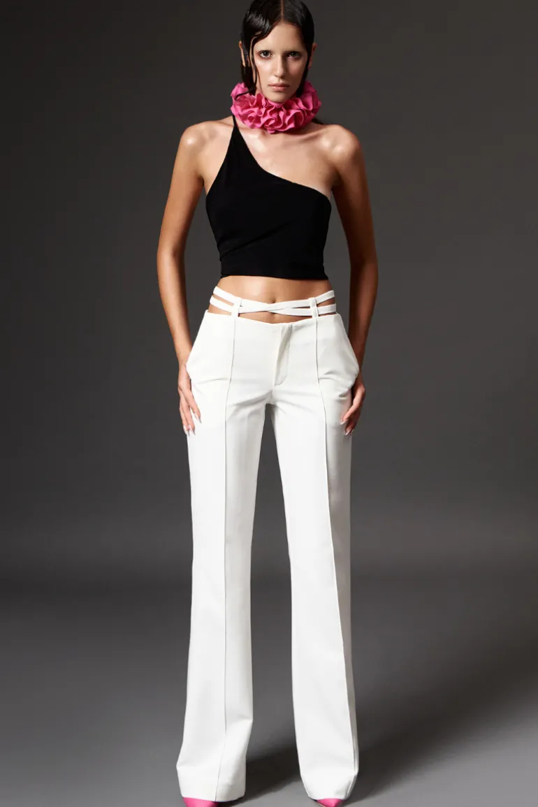 Pants<CULT MIA CUT-OUT TAILORED PANTS White
