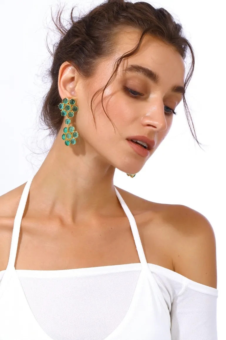 Earrings<CULT MIA CYBELE EARRINGS IN Emerald Green