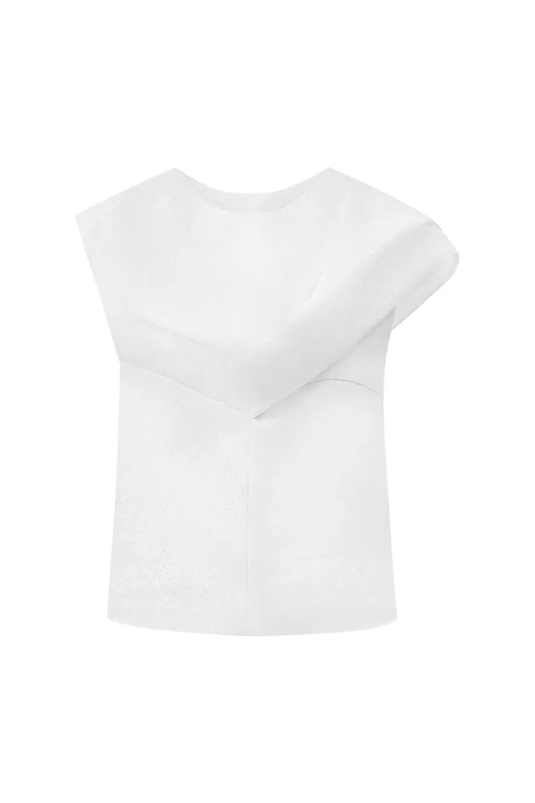 Tops<CULT MIA DAHLIA A-LINE JEWEL NECK CREPE TOP White