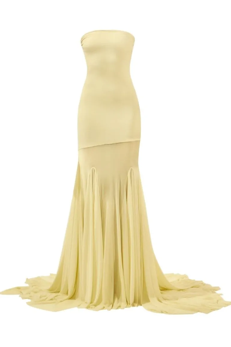 Dresses | Gowns<CULT MIA DAHLIA TUBE GOWN Butter Yellow