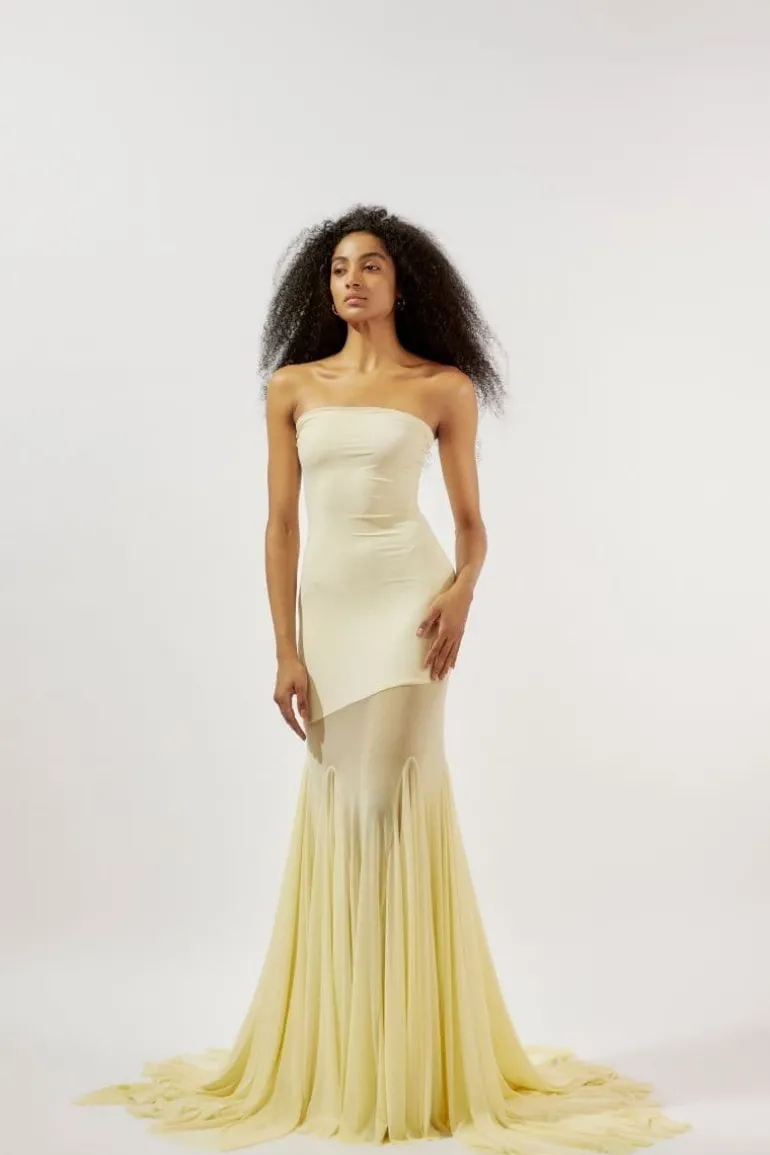 Dresses | Gowns<CULT MIA DAHLIA TUBE GOWN Butter Yellow