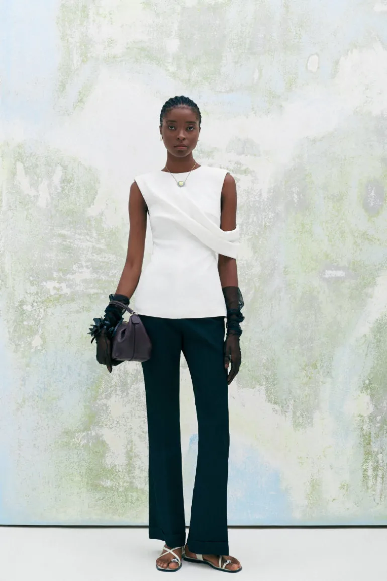 Pants<CULT MIA DAHLIA STRAIGHT BASIC TWILL FLOOR LENGTH PANTS Black