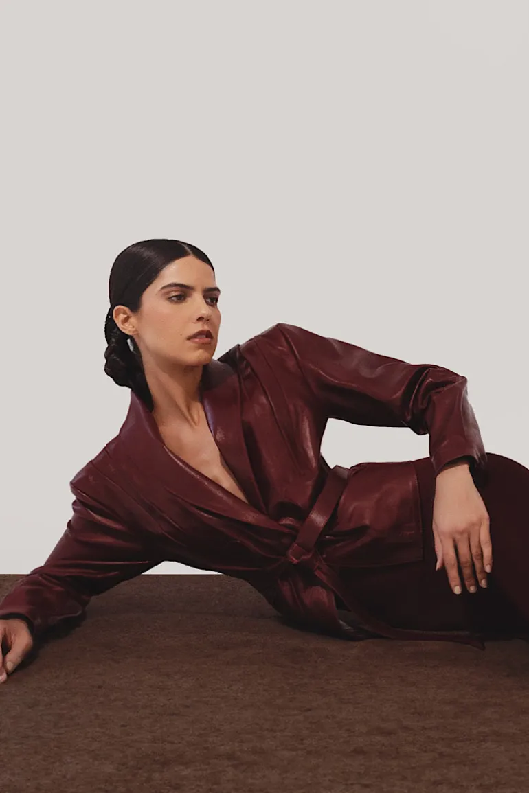 Jackets<CULT MIA DAMIEN LEATHER JACKET IN Burgundy