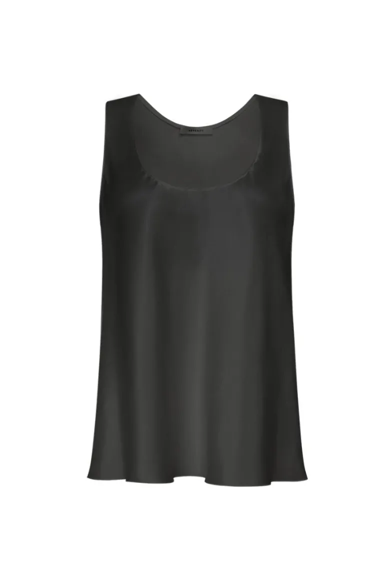 Tops<CULT MIA DANA SILK TWILL TANK TOP Black