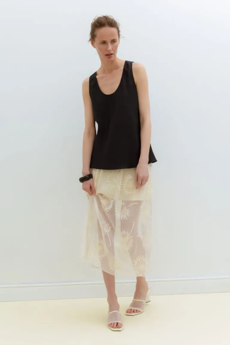 Tops<CULT MIA DANA SILK TWILL TANK TOP Black