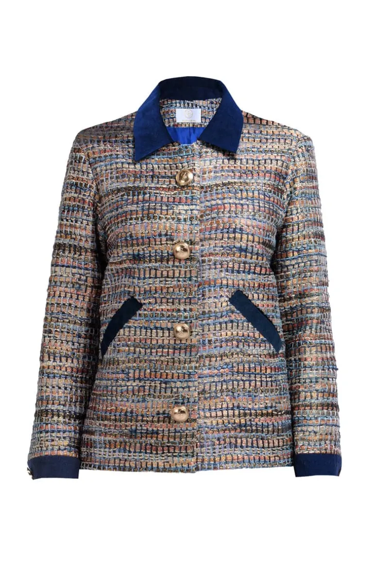 Coats<CULT MIA DAPHNE HANDWOVEN COAT Navy