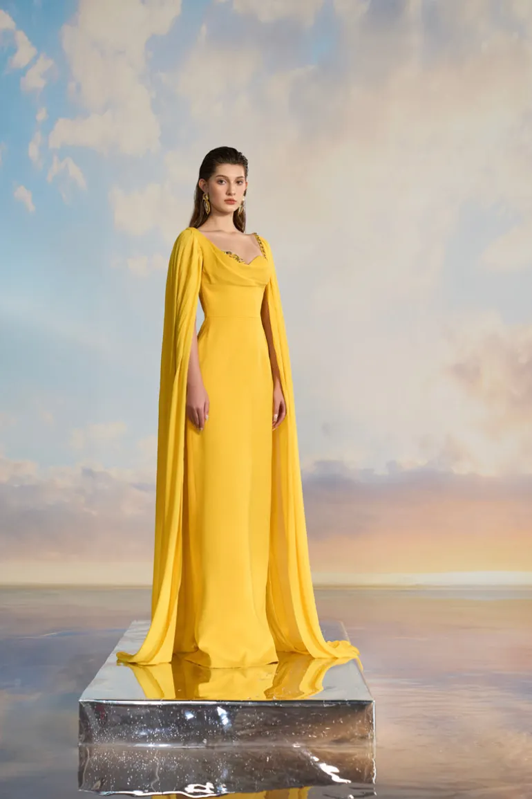 Dresses | Gowns<CULT MIA DARIA CREPE CHEST CUP GOWN Yellow