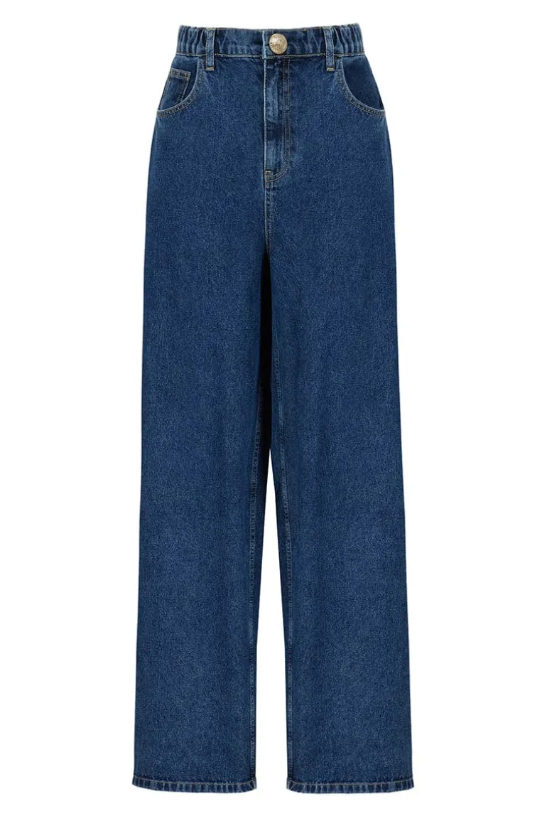 Pants<CULT MIA DARK BLUE STRAIGHT JEANS Charcoal Anthracite